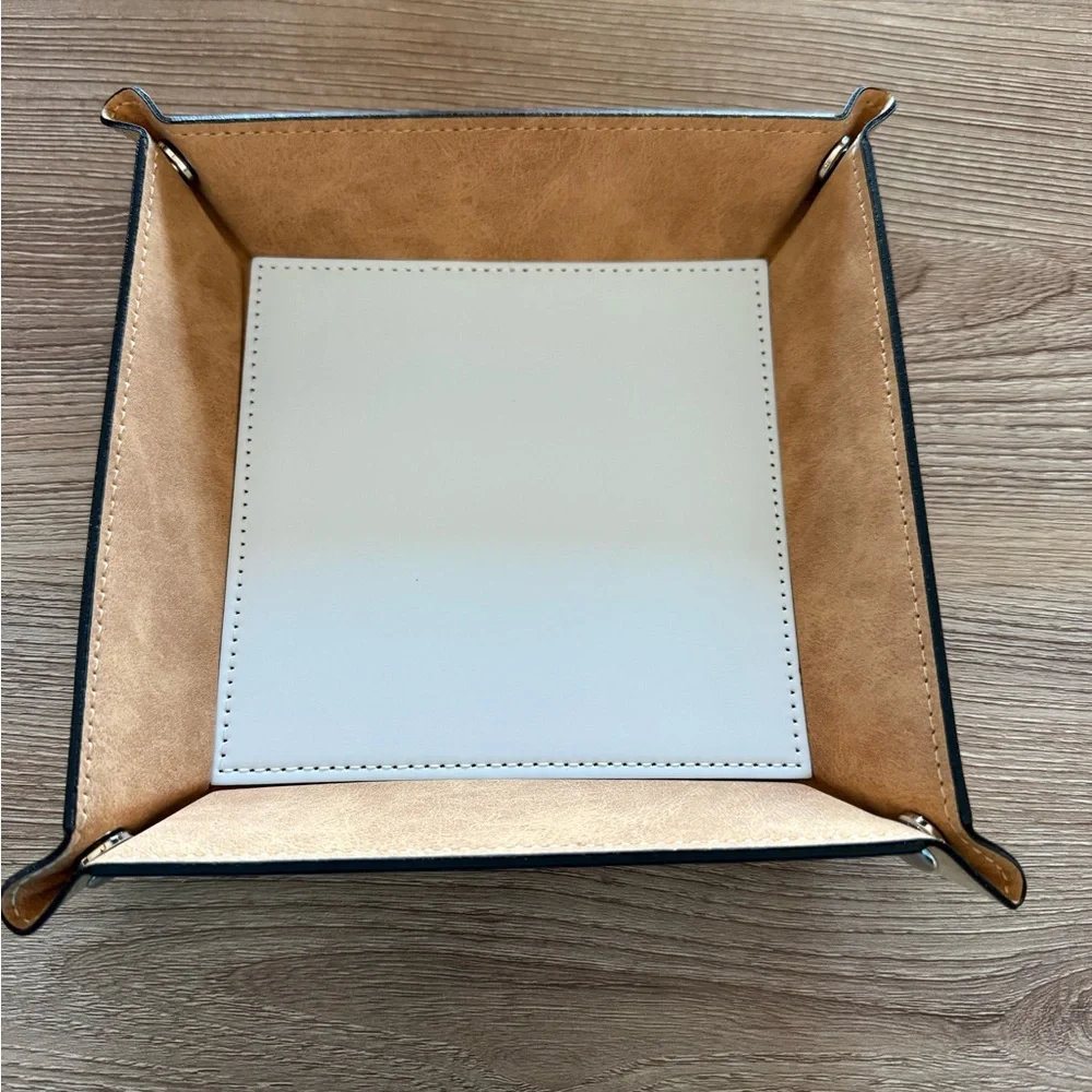 HANDMADE FASHION Foldable PU Leather Accessory Tray With Snap Closure